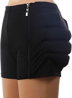 Padded Figure Skating Zip Shorts Protective Crash Pants Tailbone Hip Butt Pad for Women Girl Ice Figure Roller Skating (Color : Black, Size : Small)
