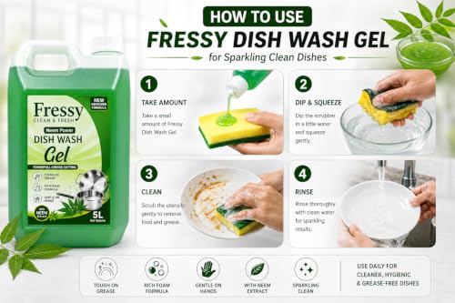Image of FRESSY Neem Dish Wash Gel Liquid, 5 L