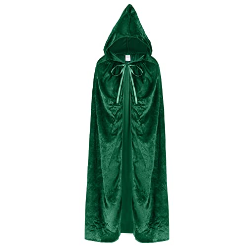 Spooktacular Creations Long Hooded Cloak Velvet Cape Child (Green) #TOP30