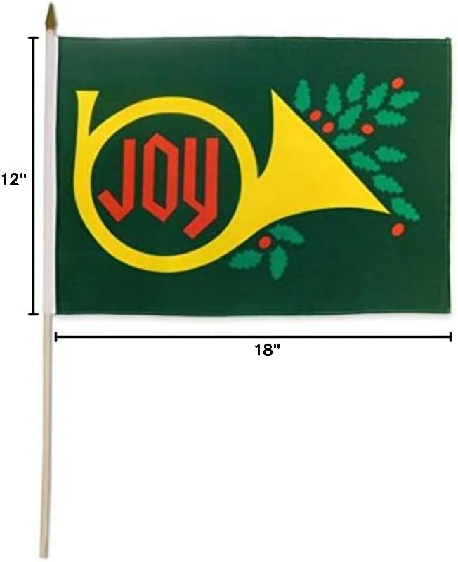 Christmas Joy Stick Flags - One Dozen Pack - 12x18" Handheld Flags Perfect for Christmas & Holiday Decor!