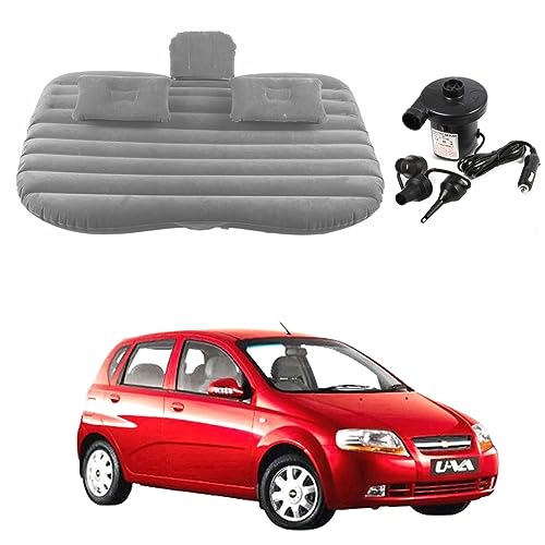 Image of Oshotto Multifunctional Car Travel Bed Mattress with Two Air Pillows, Car Air Pump Compatible with Chevrolet Uva Old Uva Sail (Grey)