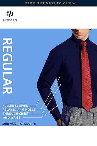 Image of HISDERN Mens Dress Shirts Long Sleeve Button Down Casual Shirts for Men Inner Contrast Formal Business Tuxedo Wedding Shirt