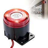 Alarmsirene Außen 220V 120dB, Zuhause Diebstahlsicherung Alarmanlage Wasserdicht mit Akustischem und Beleuchtetem Alarm Rotem Blinklicht zu Hause für Sicherheitssysteme, Garage & Gewerbe