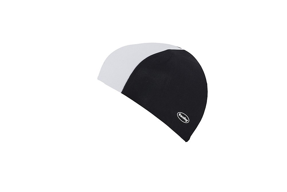 Fashy Mens Fabric Swimming Hat Swim Cap Short Style by (Black & White)