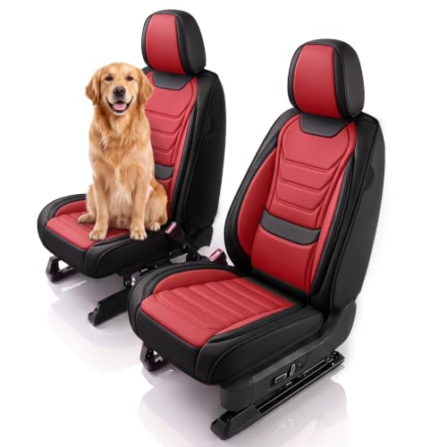 Image of for GMC Terrain 2010-2025 Seat Covers 2P (Black /Red) | Waterproof car seat cover, anti-slip, breathable. Airbag compatible. Seat heating works. Easy clean. Durable stitching.