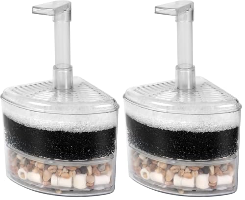 Image of AQUANEAT Aquarium Air Driven Corner Sponge Filter, for Fry Shrimp Nano Fish Tank, with Multi Kinds of Filter Media (Small) (Pack of 2)