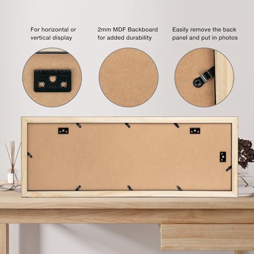 Image of Golden State Art, 8x24 Picture Frame, Black Solid Wood with Tempered Glass, 8 x 24 Frame for Horizontal or Vertical Gallery Wall, Large Size Poster Frames, 4 Pack