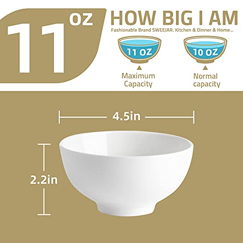 Sweejar 11 Ounce Porcelain Serving Bowls For Salad Pasta Side Dish, 4.5 Inch Ceramic Bowl Set For Family Daily Use, Stackable Bowls For Kitchen, Set Of 4(Gray) #TOP2
