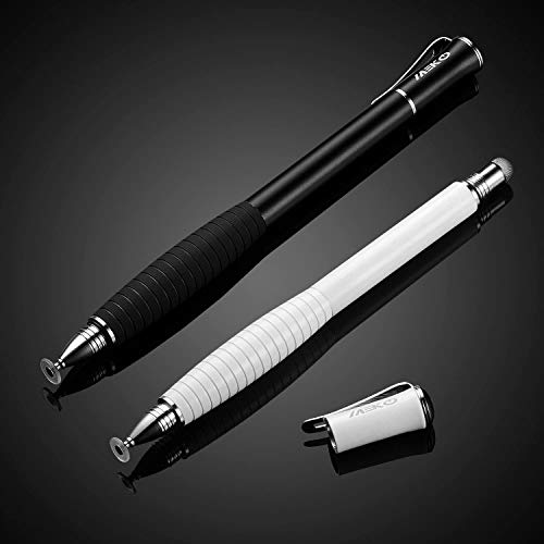 Meko 2Pcs [2Nd Gen] Universal Disc Stylus/Styli Pen,[2 In 1 Precision Series] For Iphone X/8/8Plus Ipad/Ipad Pro /Ipad Mini And All Capacitive Touch Screens Bundle With 6 Replacement Tips(Black/White) #TOP2