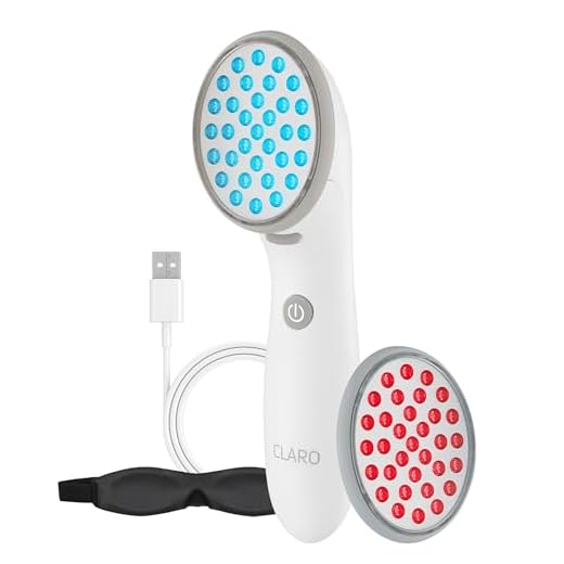 Spa Sciences CLARO Clinically Proven Blue & Red LED Acne Treatment Light Therapy System-FDA Cleared-Rechargeable- Professional Home Acne Healing/Clearing Treatment | 100% UV/Chem Free-Safe | Painless