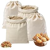 WYYFXY® 4 Stück Brotbeutel Leinen, 30×40 cm Brotsack zum Frischhalten Leinenbeutel für Brot Leinensack Brotbeutel Aufbewahrung Frischhalten Brotaufbewahrung Leinensack für Brot Obst Gemüse
