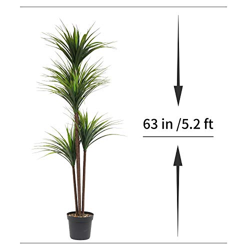 momoplant 5.2 Feet Artificial Tropical Yucca Tree Faux Tree Used for Home Office Decoration 63-Inch Tall Spiral Tree (2 Pack)