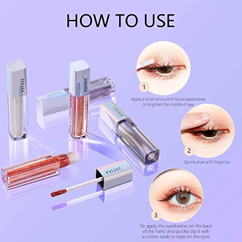 Zeesea Glitter Galaxy Colored Liquid Eyeshadow, Dazzling Shimmer Eye Makeup, High Pigmented & Long Lasting (08 Blue Streetlight) #TOP4