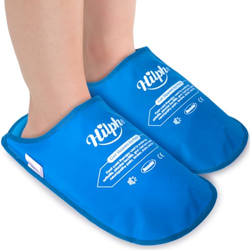 Hilph Bolsa de Hielo para El Pie Fascitis Plantar 2 Paquete, Bolsa de Hielo Pies, Calcetines de Hielo refrigeración, Zapatillas de Hielo Terapia para Quimioterapia, Pies Hinchados - Azul claro