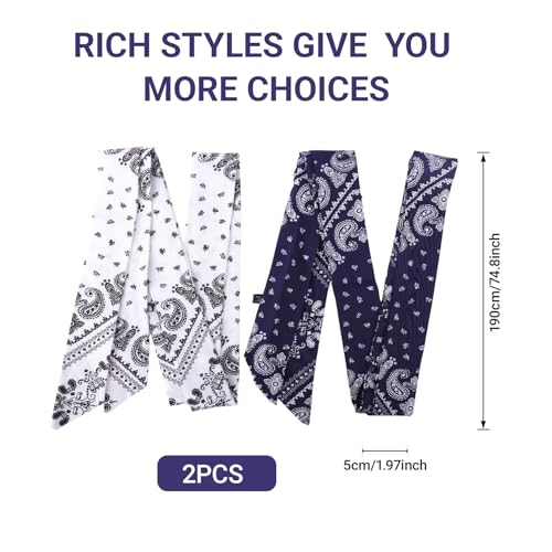 CAVETEE Satin Head Scarf for Women, Fashion Scarves - Long Neckerchief for Women Bag Hair Accessories2