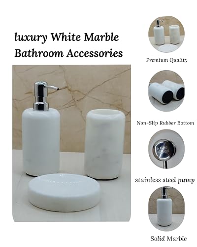 Image of Bathroom Soap Dispenser for Wash Basin & Home Decor Bath Accessories White Marble Liquid Dispenser handwash soap | Shampoo |Lotion Dispenser for Bathroom & Kitchen Best in Quality