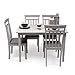 Conjunto de Comedor Kansas Gray Mesa de Comedor de Madera lacada en Gris de 112x72 cm y 4 sillas de Comedor de Madera lacadas en Gris y Asiento tapizado de Tela Gris Oscuro