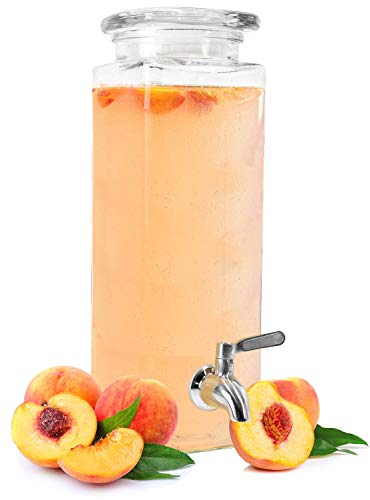 Estilo Glass Drink Dispenser - Tall Square Glass Mason Jar