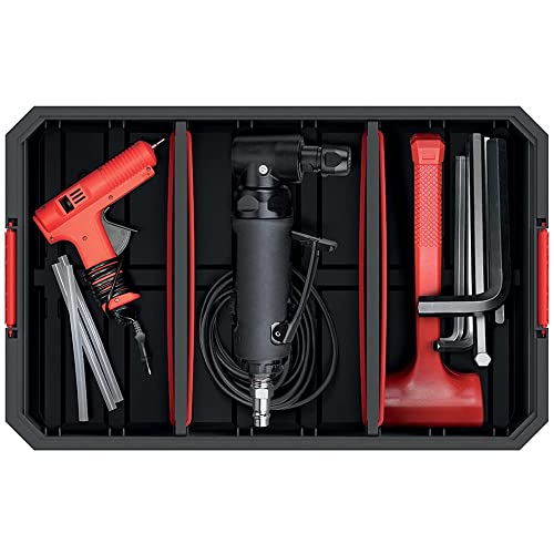 Kistenberg Transportkiste Stapelbox Werkzeugkiste Lagerkiste Aufbewahrungsbox Modulkiste (mit trennwänden, stapelbar, Ladefähigkeit bis 50 kg, Kunststoff, schwarz, Modular Solution 520 x 329 x 210 mm)