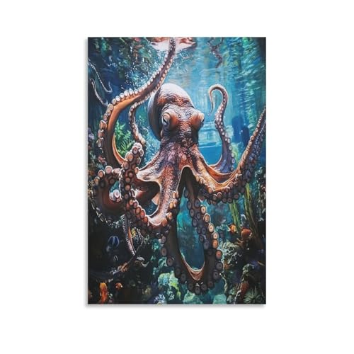 Pieuvre murale sur toile pour chambre et couloir moderne