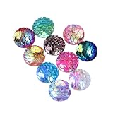 NUOBESTY Schmuckperlen Aus Kunstharz Rund 1 2 Cm 10 Stück Schillernde Meerjungfrauenschuppen Flache Rückseite Für Bastelprojekte