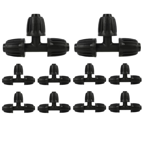 10 Pezzi Connettori a T da 16mm per Irrigazione a Goccia,Raccordi per irrigazione a Goccia Raccordi a T per Tubi, Adattatore a 3 Vie in Plastica Durevole,per Giardinaggio, Agricoltura e Serre