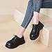 Women's Leather Chunky Platform Oxfords Fashion Wide Round Toe Platform Lace-Up Loafers Dress Shoe for Daily Outdoor Work Casual Walking Shoes (Matte Black,9)