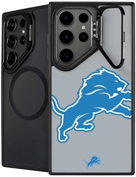 Skinit Kickstand Phone Case Compatible with Galaxy S24 Ultra - Officially Licensed NFL Detroit Lions Black & White Design