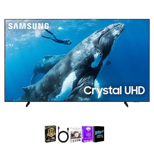 Samsung 98 Inch Class Crystal UHD 4K Smart TV with HDR, PurColor, Motion Xcelerator + HDMI Cable + Streaming Bundle + 24-Month CPS Protection
