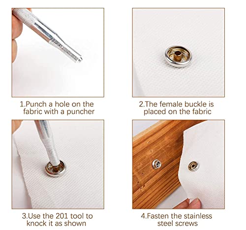 120Pcs Canvas Snap Button Kit, Marine Grade Stainless Steel Metal Screws Snaps With 2Pcs Setting Tool For Boat Cover Furniture (0.39”0.39&0.39”0.59) #TOP3