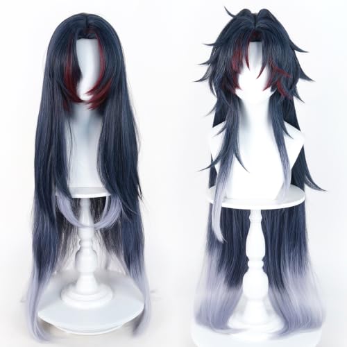 Image of Anime Dark Blue Black Grey Gradient Cosplay Wig for Women Men Cos