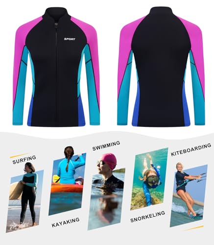Chaqueta de neopreno para mujer DEHAI top wetsuit 2mm para mantener el calor, para buceo y natación miniatura 2