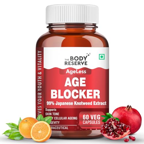 Image of The Body Reserve Age Blocker - Trans-Resveratrol 99% Japanese Knotweed Extract | Quercetin, Green Tea, Bitter Orange & Pomegranate | Powerful Antioxidant & Anti-Aging Supplement 60 Veg Capsules