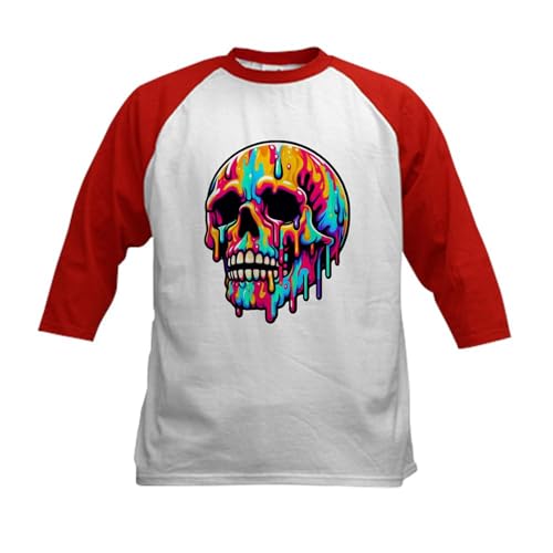 CafePress Vibrant Melting Skull Kids Baseball T Shirt Kids Cotton Baseball Jersey, 3/4 Raglan Sleeve Shirt