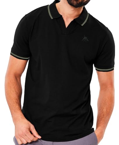 La Mejor Selección de Playera Polo los preferidos por los clientes. 49 SHVE SHENDY VENDY Playera Polo Hombre Manga Corta Moda Ajuste Clásico Suave y Liso Negro Talla Grande