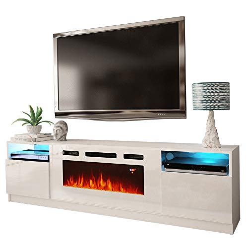 MEBLE FURNITURE & RUGS York WH02 Electric Fireplace Modern 79\" TV Stand - Thumbnail 7