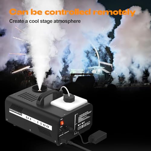 Máquina de humo vertical de 1500 W con control remoto inalámbrico, máquina de humo de temperatura constante, salida de 20 000 CFM, calentamiento rápido, tanque de 2,2 L para iluminación escénica DJ, bodas, fiestas y Halloween miniatura 3