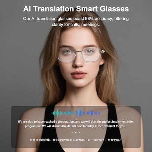 Image of 2026 AI Smart Glasses, Real-Time Translation, Photochromic Lenses | Bluetooth 5.4 Touch Control Voice Assistant Open-Ear Music & Hands-Free Calls Lightweight Design Travel Meet Work Business