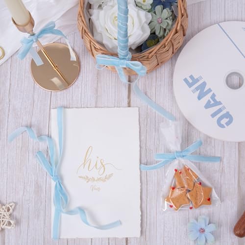 Image of QIANF Vintage Sky Blue Velvet Ribbon Christmas Ribbon for Gift Wrapping Crafts Christmas Tree Ornaments Garland Decorations, 3 /8 Inch X 25Yd
