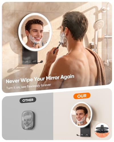 Image of Heated Shower Mirror Fogless for Shaving, Suction Cup Shower Mirror
