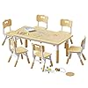 Brelley kids table and 6 chairs set height adjustable toddler table and chair set graffiti desktop classroomdaycarehome children multi activity table for ages 2 8  urban country home decor
