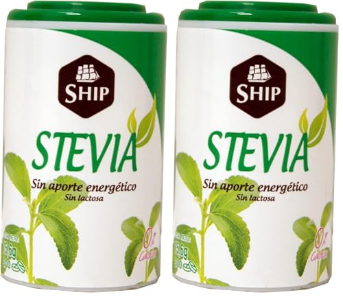 Ship - Bote de Estevia - Formato 300 Comprimidos - Edulcorante Granulado - Endulza tu Vida de Manera Saludable - Envase de Plástico - 19,5 gramos - Saborizantes sin Azúcar (Paquete de 2)
