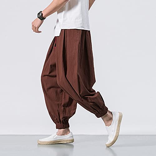 Mens Hip Hop Harem Pants Fashion Oversized Tapered Baggy Pants Casual Comfy Elastic Drawstring Trouser2