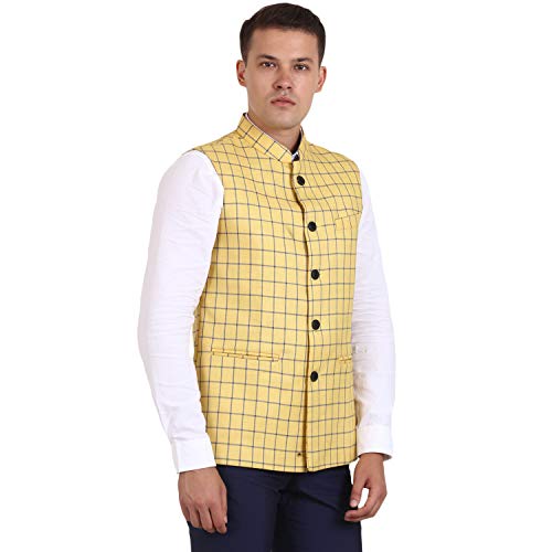 Image of Veera Paridhaan Men's Poly Cotton Jute Nehru Jacket