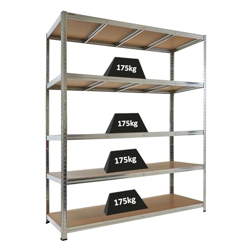 PROREGAL Étagère Robuste Taurus | HxLxP 180x150x60cm | Charge Totale 175kg | Galvanisé | Étagère de Cave, Garage, rayonnage pour Charges Lourdes