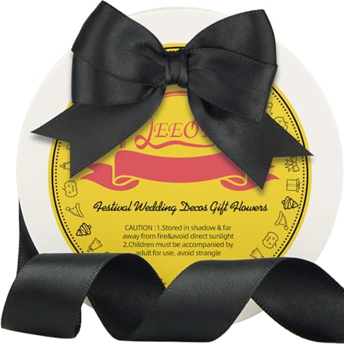 Image of Double Face Black Satin Ribbon 7 /8 inch X 25 Yards Polyester Black Ribbon for Gift Wrapping Very Suitable for Weddings Party Invitation Decorations and More