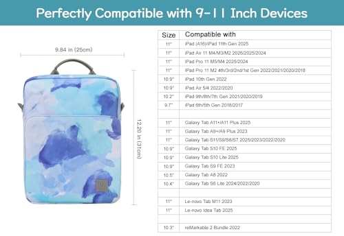 Image of Dadanism 9-11 Inch Tablet Sleeve Bag Carrying Case with Shoulder Strap for iPad (A16) 11 inch, iPad 10th Gen 10.9 inch, iPad Air M4 /Pro M5 11 inch, iPad 9 /8 /7th 10.2 inch, Galaxy Tab A11+ Plus 11 inch,Graffiti blue
