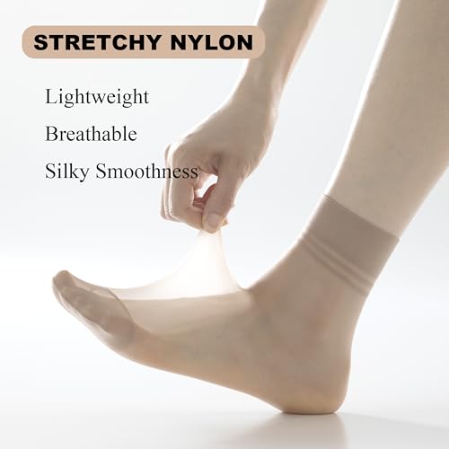 Image of 12 /20 Pairs Women's Ankle Sheer Nylon Socks | Summer Thin Soft Tight Hosiery Reinforced Toe Stylish Socks