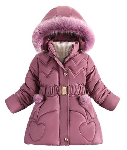 Manteau d'hiver en polaire pour fille avec veste chaude à capuche et ceinture Happy Cherry