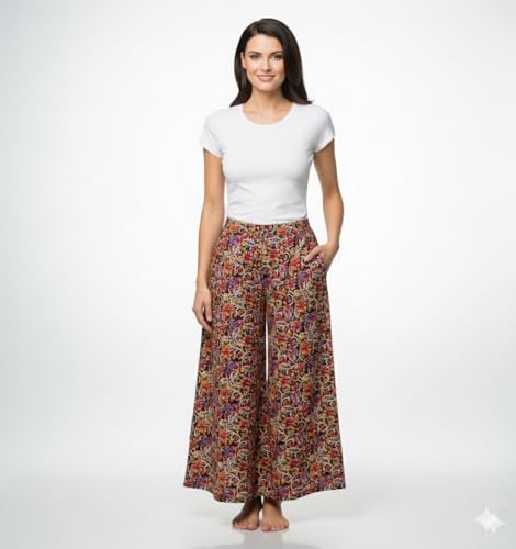 Image of Pure Cotton Printed Palazzos For Women PLAZO KALAMKARI 01